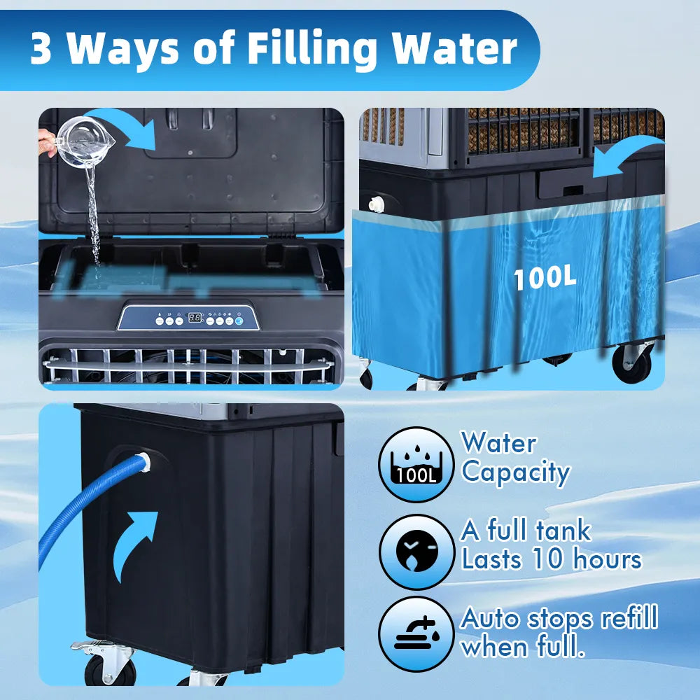 Multi 9000cmh Airflow Evaporative Cooling System air Conditioner with Black Color