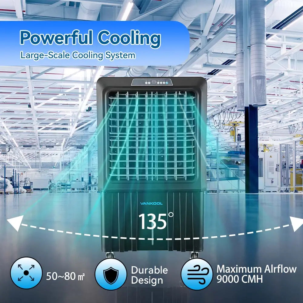 Multi 9000cmh Airflow Evaporative Cooling System air Conditioner with Black Color
